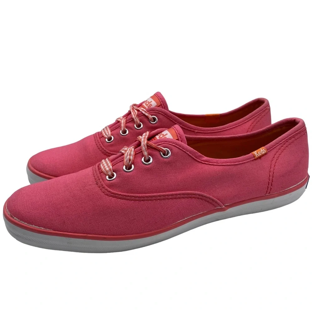 Keds Sneakers Pink Gingham Canvas Low Top Size 8.5